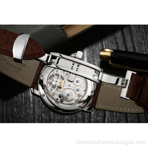 Custom High End Genuine Crocodile Leather Strap Real Tourbillon Watch For Men